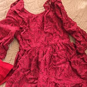 Burgundy Lace Long Sleeve Dress